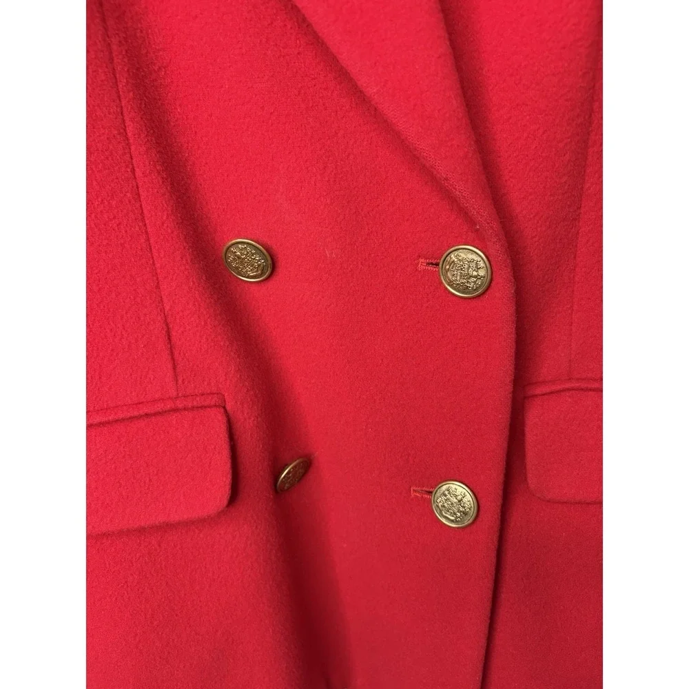 Vintage Talbots Red Wool Double Breasted Blazer Gold Buttons Women Size 8 - Picture 2 of 6